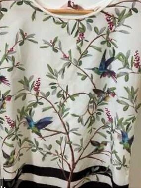 Ted Baker Cream Floral & Hummingbird Print Top size 3